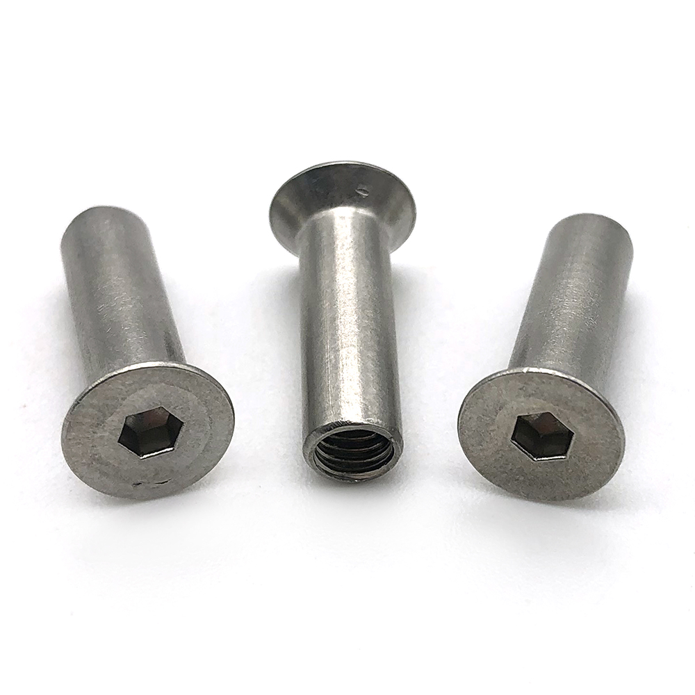 Chuanghe - Wholesale Flat Head Hex Socket Sleeve Barrel Nut Furniture Connector binding post nuts 1/4-20 M6 M10 stainless steel Sleeve Nut Sleeve nut 4