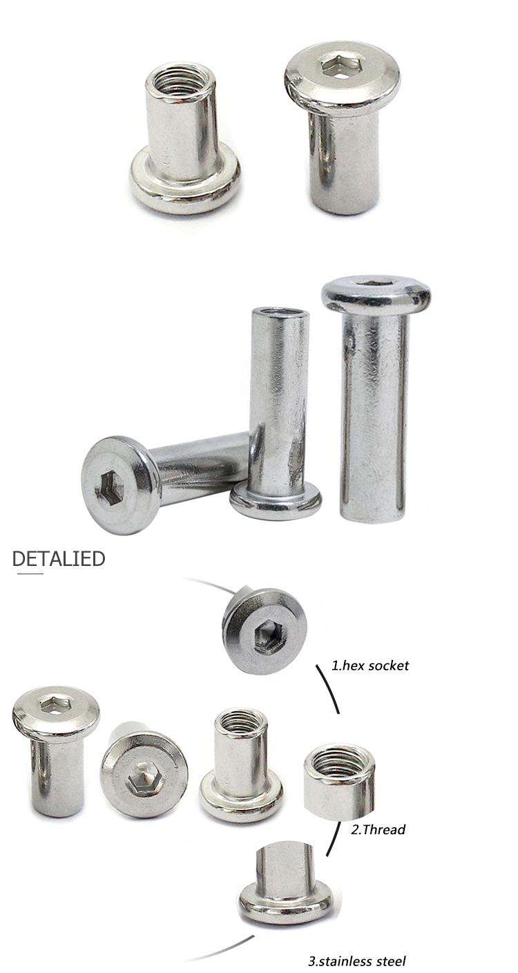 Chuanghe - China wholesale M6 Black Silver Nickel Hex Socket Allen Hex Socket Flat Head Sleeve Barrel Nut Sleeve nut 9