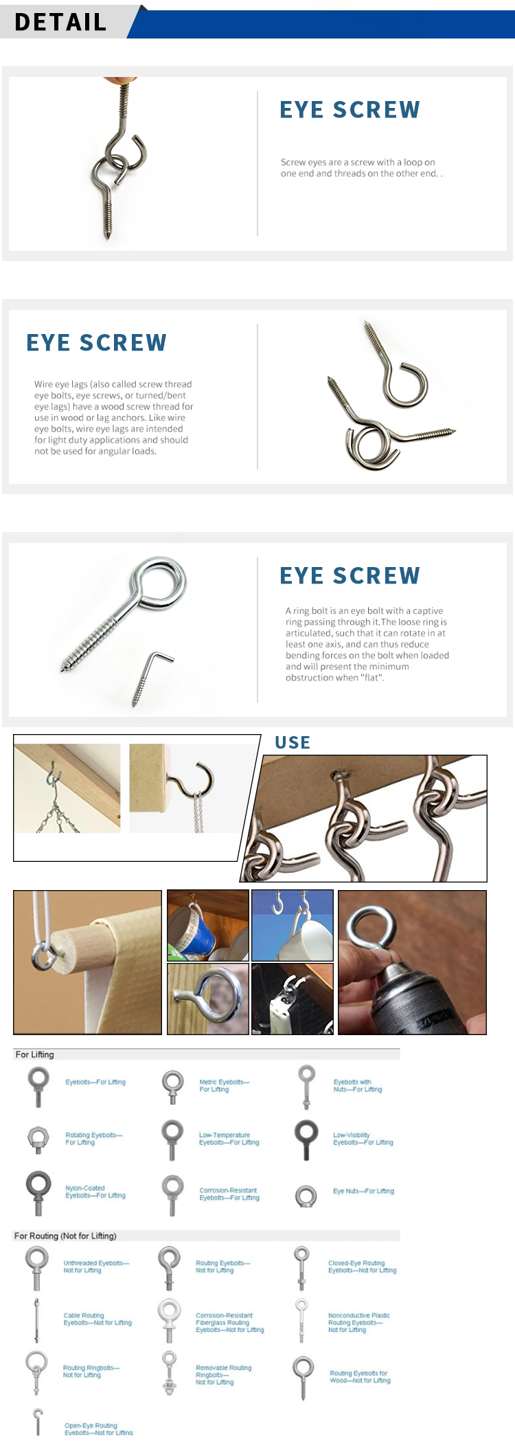 Chuanghe - China Stainless Steel m16 eye bolt screw hook Woodscrew Cup Hook with different sizes Eye screw 9