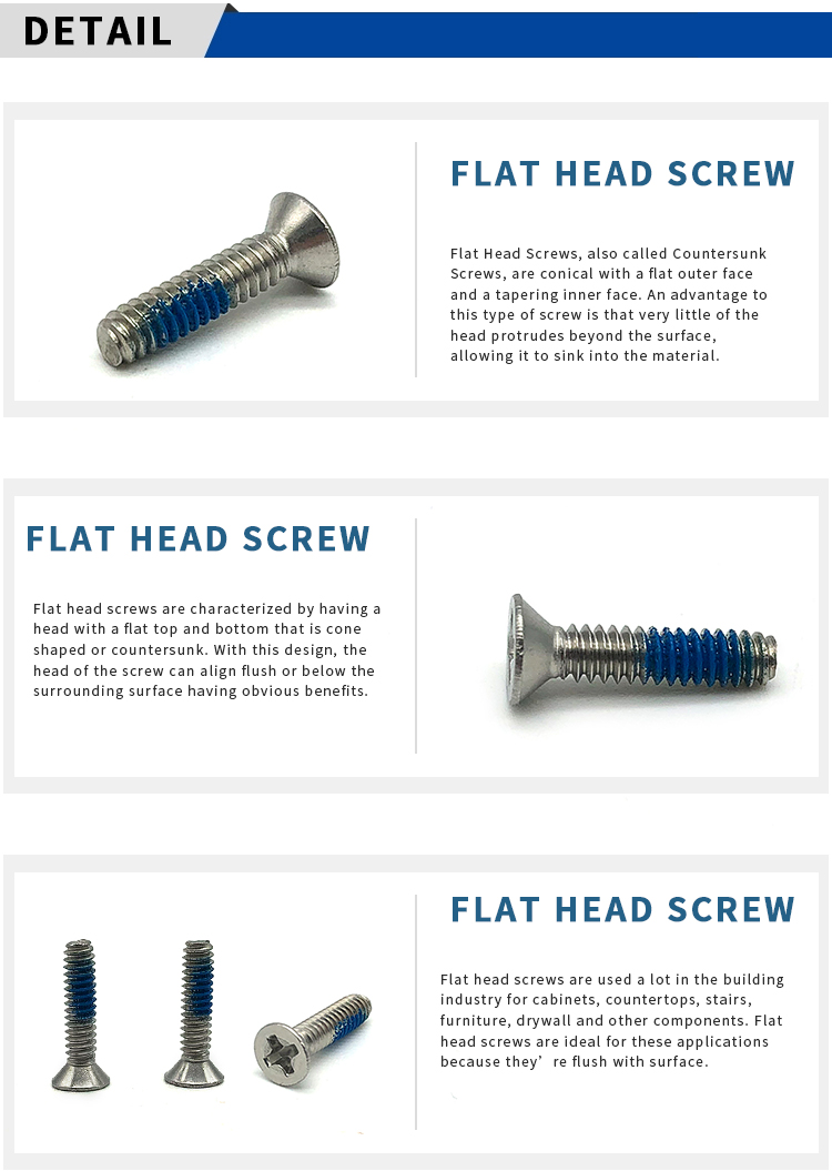 Chuanghe - Wholesale Stainless Steel Countersunk Head Phillips Drive Machine Screw with nylon patch DIN965 Cross Recessed Flat Head Screw Flat Head screw 9