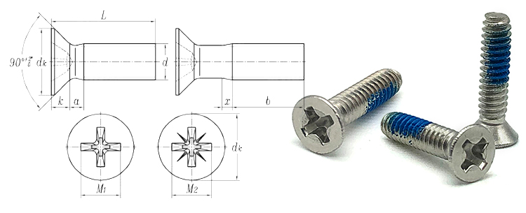 Chuanghe - Wholesale Stainless Steel Countersunk Head Phillips Drive Machine Screw with nylon patch DIN965 Cross Recessed Flat Head Screw Flat Head screw 8