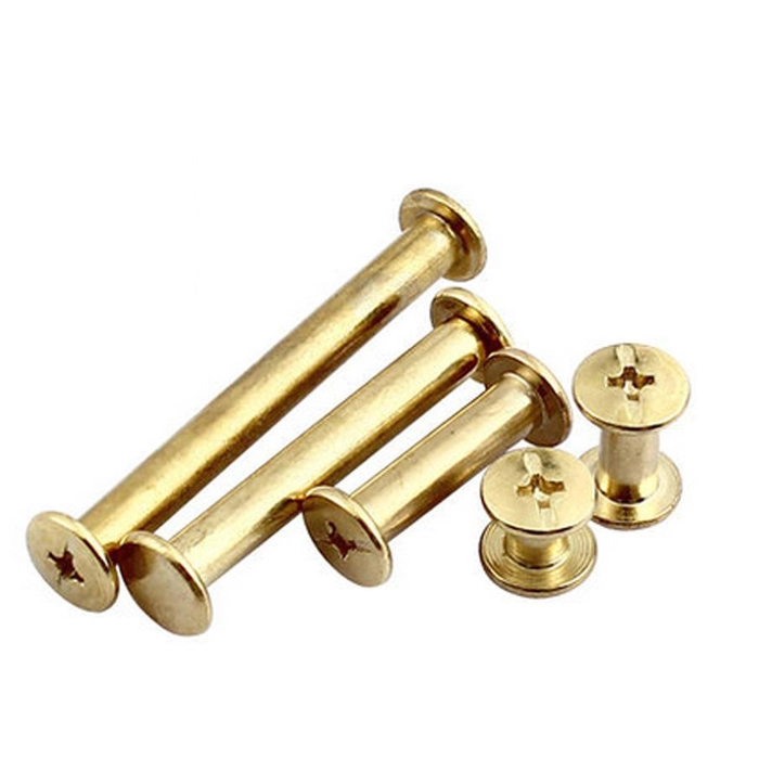 Chuanghe - M2 M3 Head 10mm Brass Binding Post Book Female Male Leather Belt Flat Head Chicago Screw Chicago screw 1