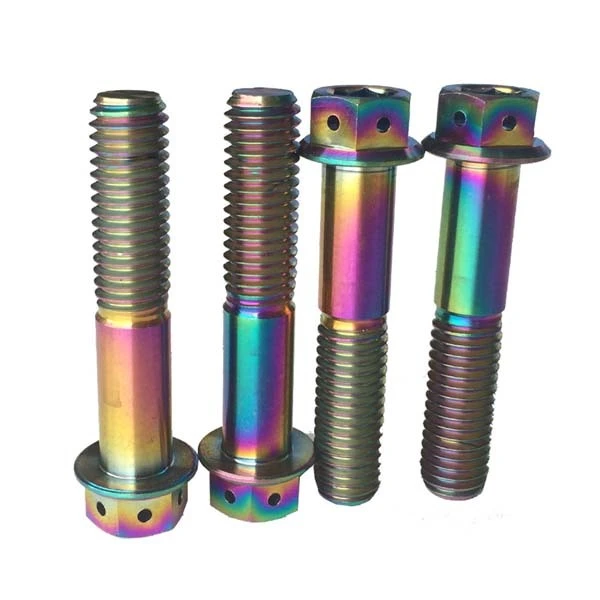 Chuanghe - Factory price M5 M6 M8 M10 Gr5 Motorcycle DIN6921 Titanium Hex Flange Bolts with hole flange bolts 1