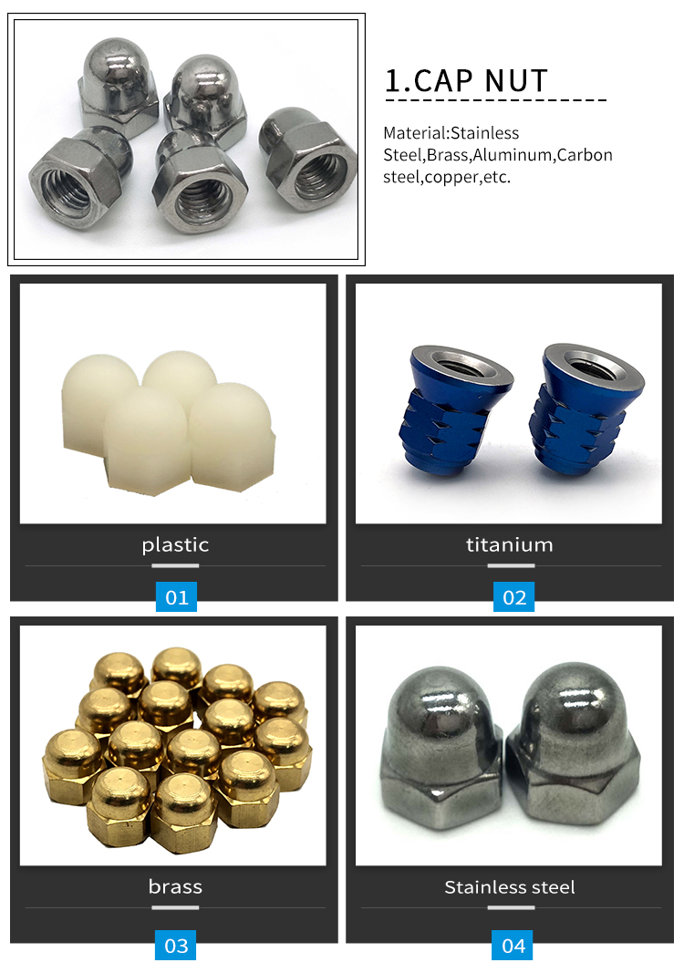 Chuanghe - China wholesale customized 304 316 Stainless steel Hexagon Cap Nut M3 m4 m5 m8 DIN1587 Hex dome acorn cap nut cap nut 10