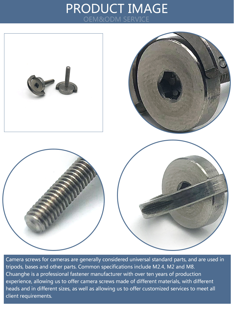 Chuanghe - Custom ansi standard flat head m6 spy camera screw for tripod plate Camera screw 8
