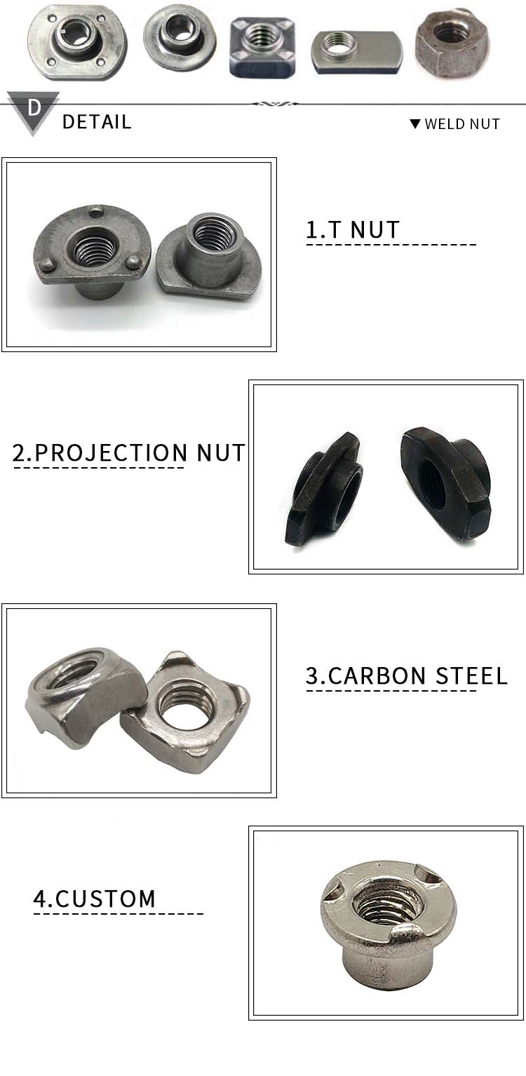 Chuanghe - din928 galvanized square weld nut 3/16 1/4 weld nut 10