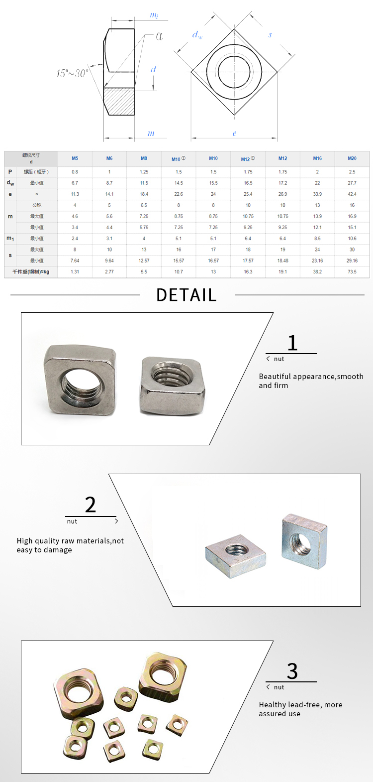 Chuanghe - Custom M4 M5 M6 M8 M10 Zinc Plated Carbon Steel Square Shrapnel T Slot Nut with Spring Leaf square nut 8