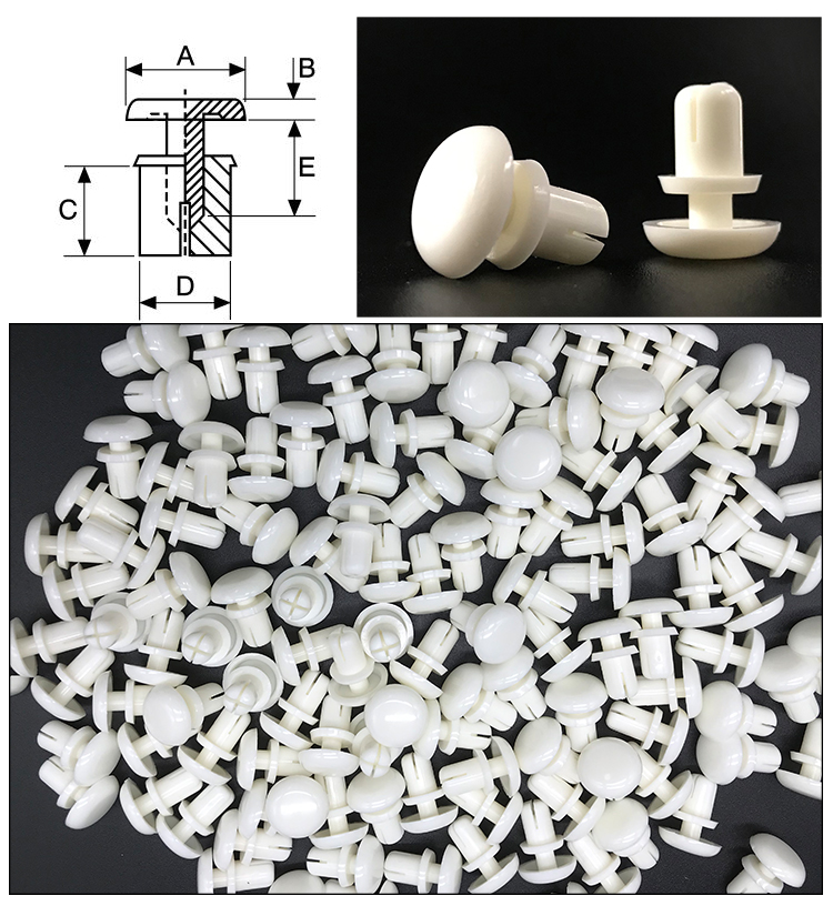 China Hot selling white/black color round nylon material snap rivet plastic push rivet