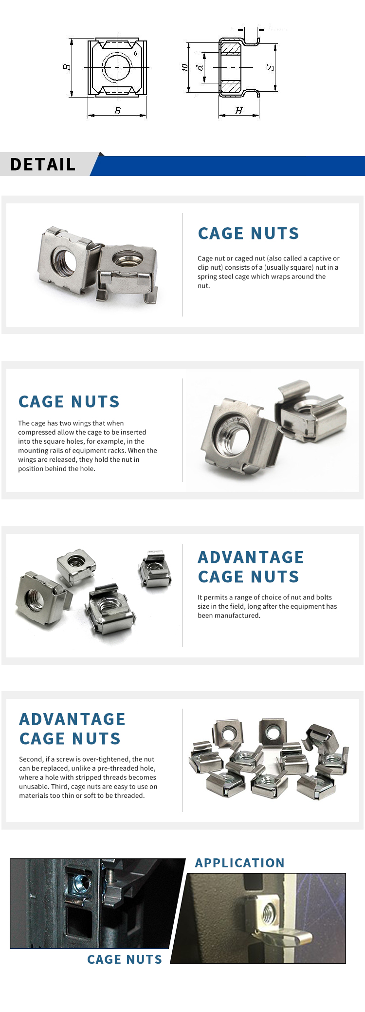 Chuanghe - Customized M4 M6 M8 M10 Cage Nuts Zinc Plated Square Lock Cage Nut cage nut 8