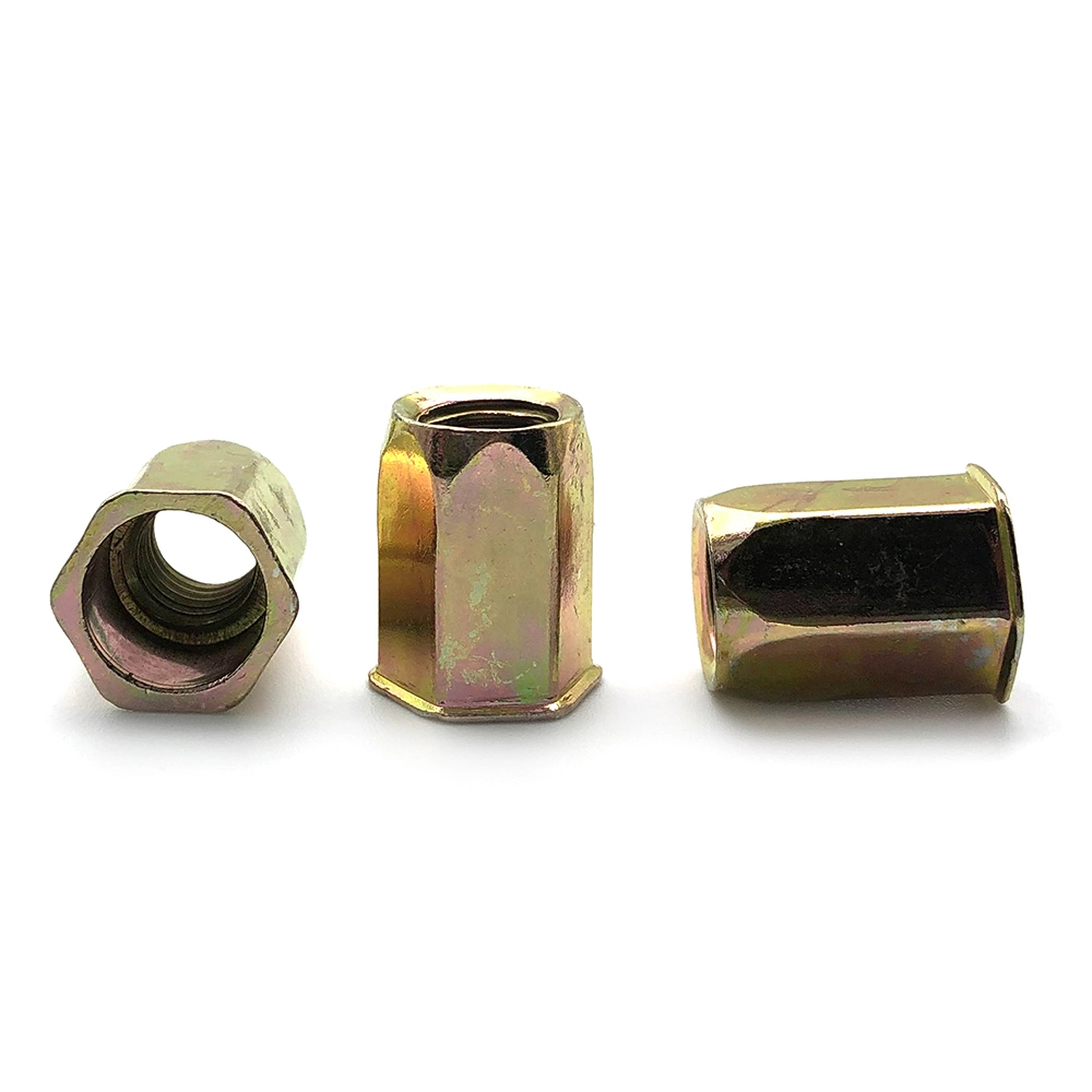 Chuanghe - yellow zinc plated Carbon Steel Furniture Insert Nuts M3 M4 M5 M6 M8 M10 M12 Flat Head hex Rivet Nuts rivet nut 1