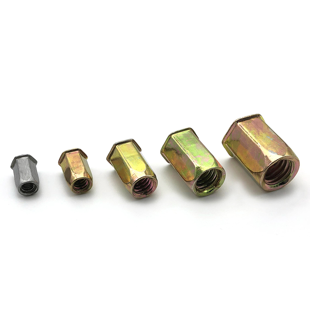 Chuanghe - yellow zinc plated Carbon Steel Furniture Insert Nuts M3 M4 M5 M6 M8 M10 M12 Flat Head hex Rivet Nuts rivet nut 3