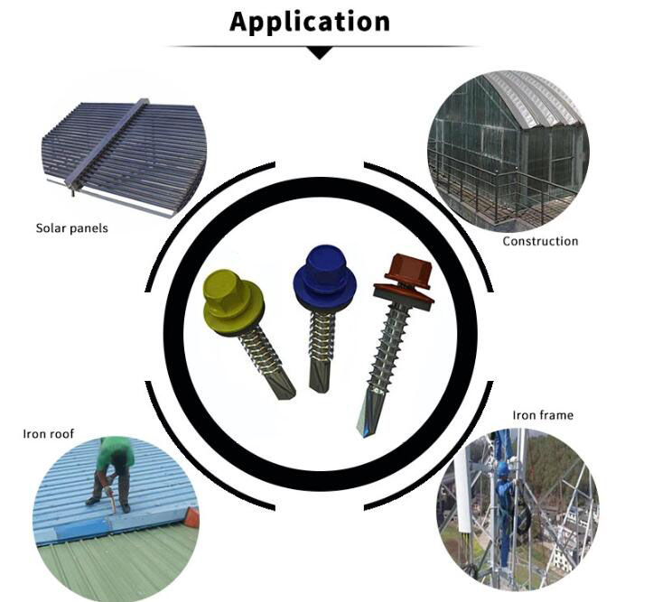 China wholesale m8 65mm 90mm 100mm zinc plated metal self-drilling with rubber washer wood hex head self drilling roofing screw