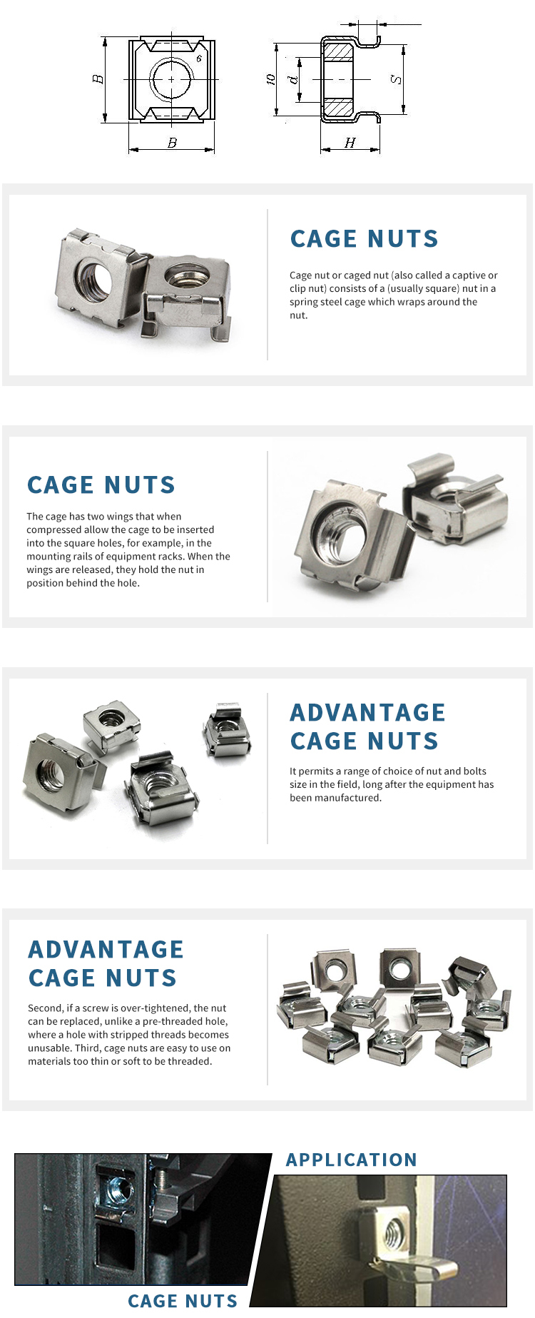 Chuanghe - Factory Price M4 M6 M8 M10 Galvanized Square Lock Cage Nut Stainless Steel Cage Nut cage nut 10