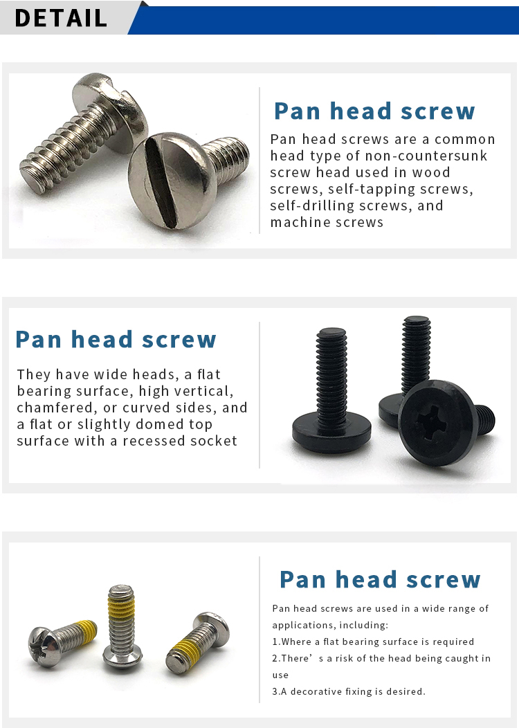 Screw SS306/314/410 high-quality pan head slotted screw m6x19 pan head screw 7