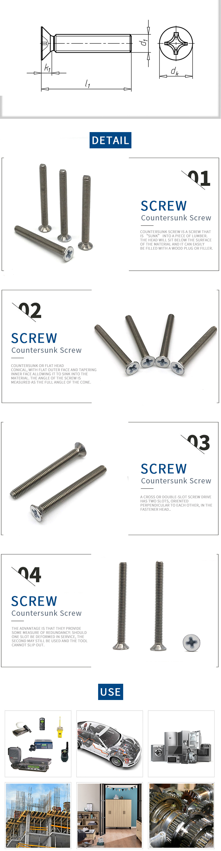 Chuanghe - China wholesale 3mm 10mm 35 mm screws m2 m3 m4 20mm m6 m7 m12 high strength aluminium phillips countersunk screw Flat Head screw 8