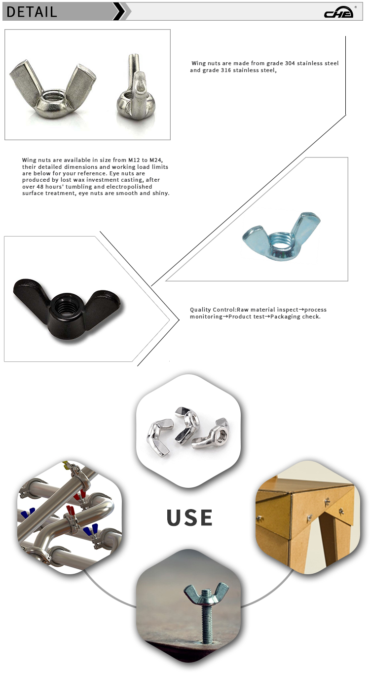 Chuanghe - DIN1587 M3 M4 M5 M6 M8 M10 M12 Black/White Nylon Butterfly Nuts Wing Nuts For Bolts&Screws Hand Tighten Nut wing nut 9