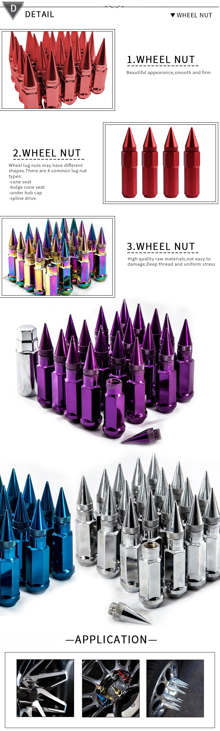 China suppliers universal car security titanium hub Lock bolts m12 m14 spike wheel lug nut stainless steel anti theft wheel nuts