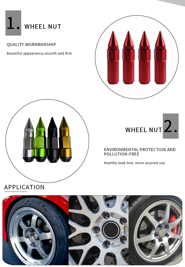 China wholesale oem logo titanium gr5 Extended Tuner color Wheel Nut Spiked m12x1.5 m14x1.25 car anti theft lock wheel lug nuts