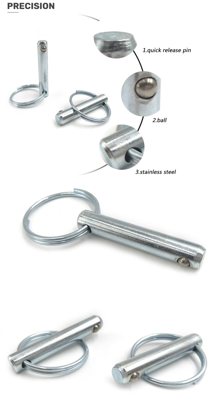 China fastener quick release ball lock pin with spring loaded pull lynch safety 12mm 8mm 2mm stainless steel cylinder lock pin