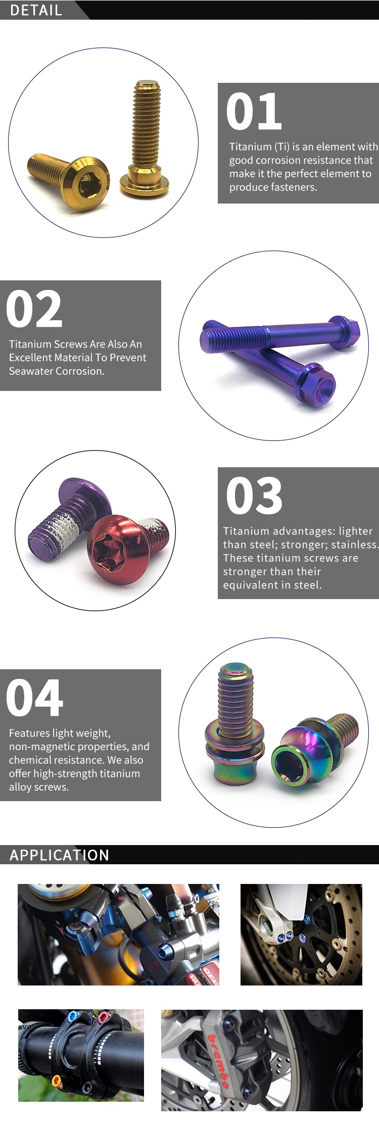 Chuanghe - custom manufacturing bicycle torx stud t25 gr5 M5 M6 M8 titanium bolt titanium bolts 9