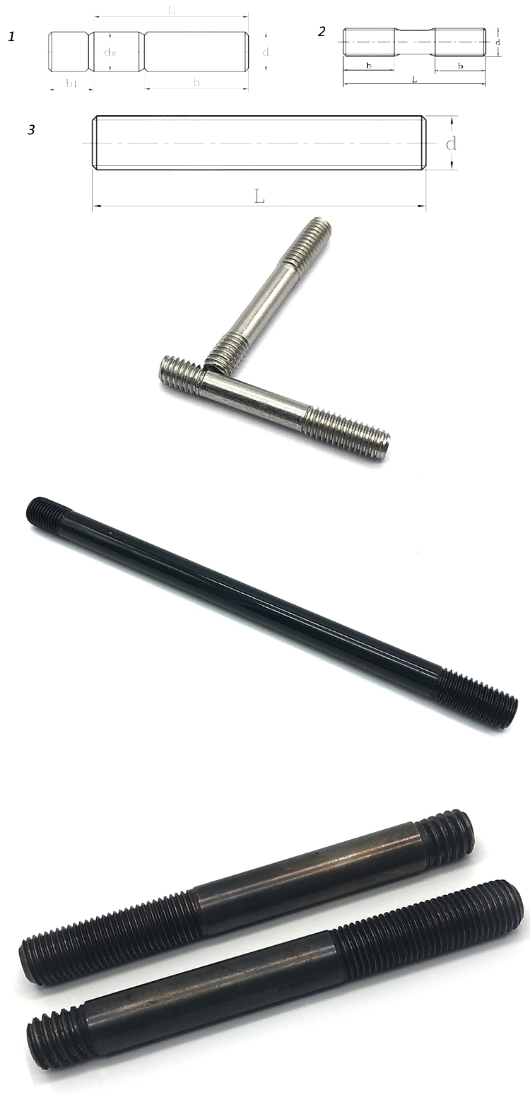 China wholesale manufacturers price astm a193 gr b7 Double Sided End Threaded nuts stainless steel m10 cadmium plated stud bolt