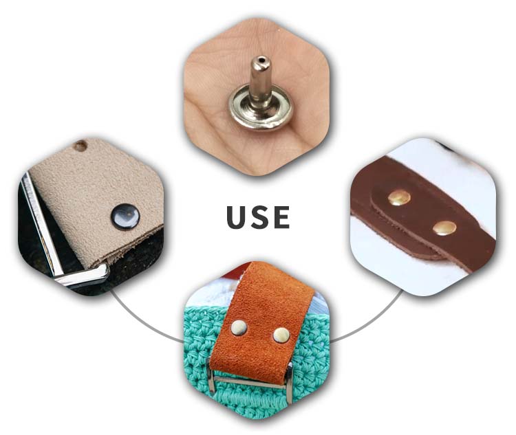 Chuanghe - China wholesale cap rivets Two Side Silver Black Gold 8 mm Stainless Steel Brass Double Head Cap rivets for Leather male and female rivet 10