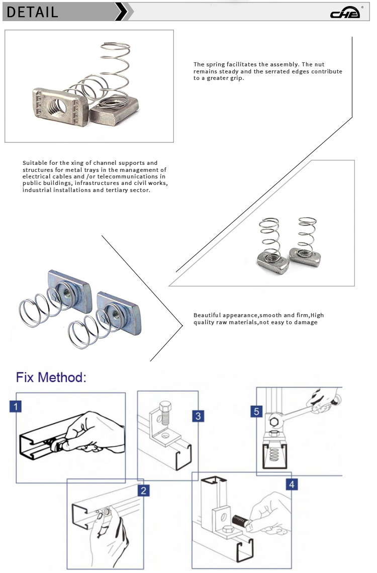 Chuanghe - Factory price steel strut channel spring nut spring nut 10