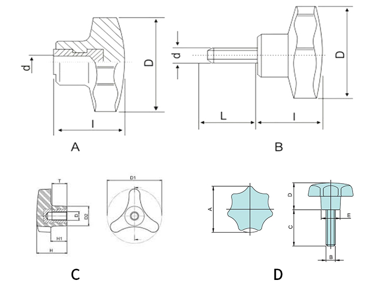 Chuanghe - China Manufacturer Plastic Head handle thread star m6 M5 Knob Thumb Screw Adjustable Feet Furniture Screw Handle 8