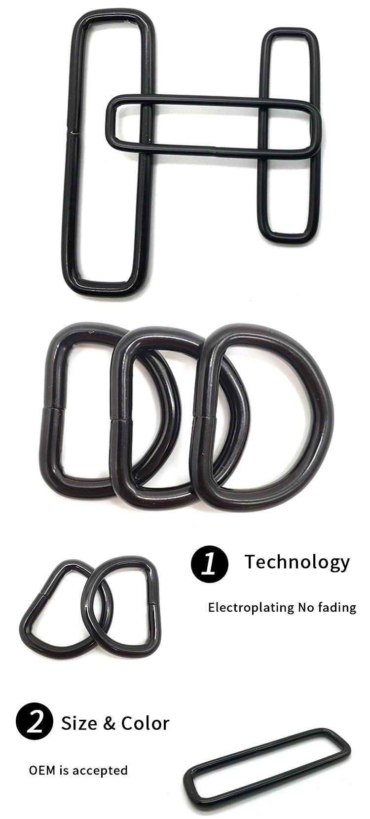 China wholesale black 8mm 20mm 21mm 25 mm 80mm metal steel d-ring handbag hardware iron buckle lifting metal rectangle d ring