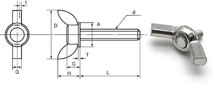 Chuanghe - Wholesale stainless steel M5 M8 butterfly wing screw Wing screw 9