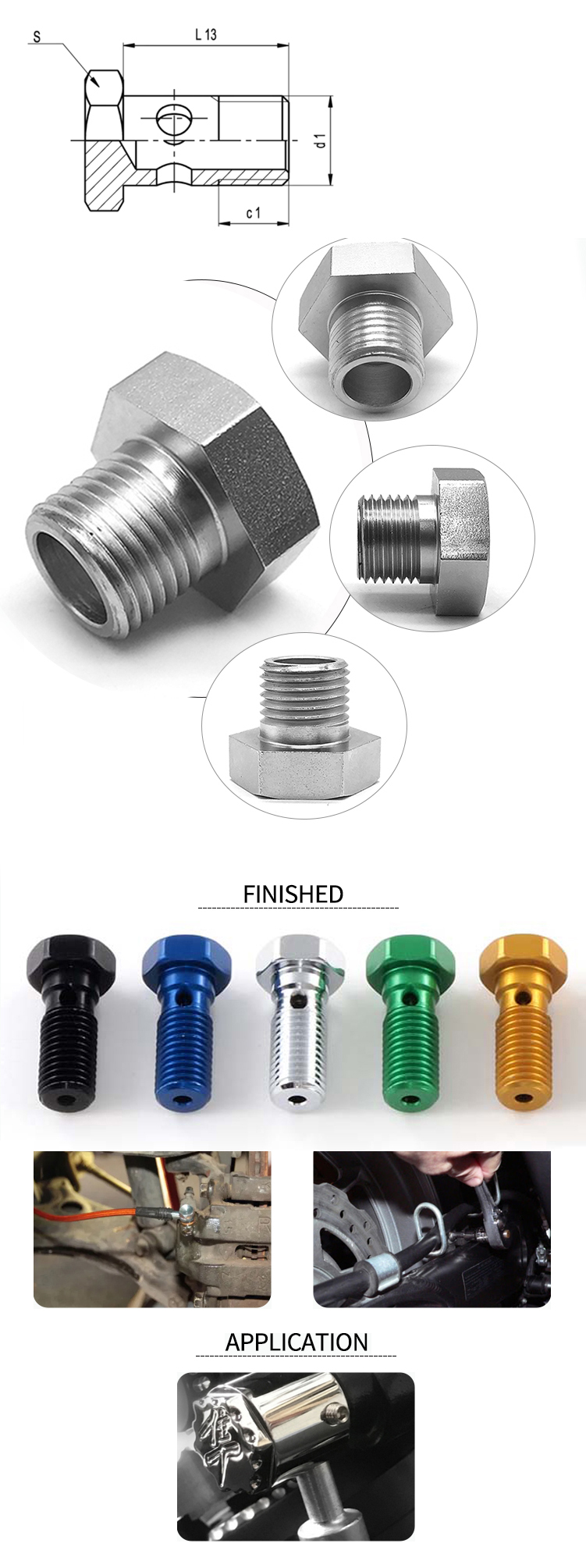 Chuanghe - Custom Hollow Banjo Screw Hex Head Bolt With Hole hollow bolt 10
