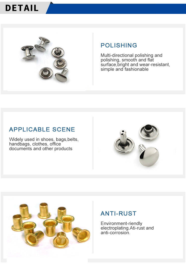Chuanghe - China wholesale cap rivets Two Side Silver Black Gold 8 mm Stainless Steel Brass Double Head Cap rivets for Leather male and female rivet 9