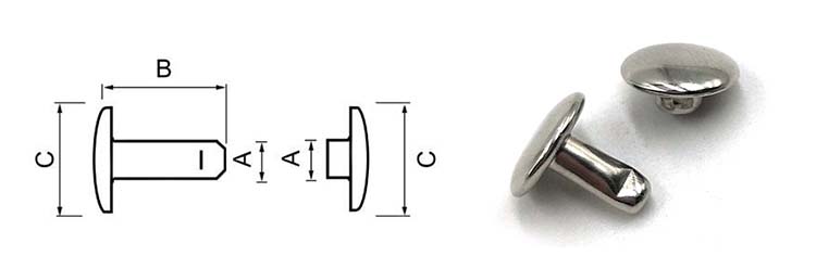 Chuanghe - China wholesale cap rivets Two Side Silver Black Gold 8 mm Stainless Steel Brass Double Head Cap rivets for Leather male and female rivet 8