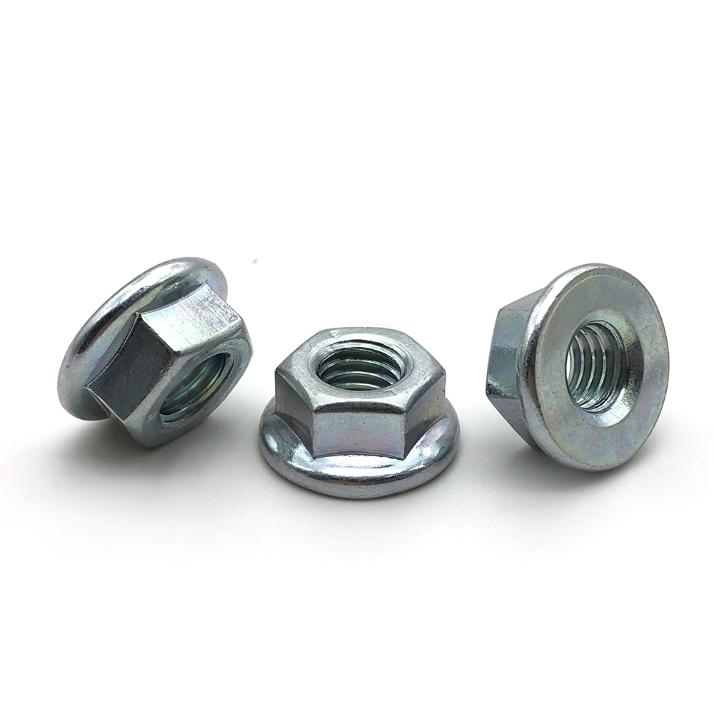 Chuanghe - Carbon steel blue zinc plated hex flange nut nylon insert m7 flanged lock nut flange nut 4