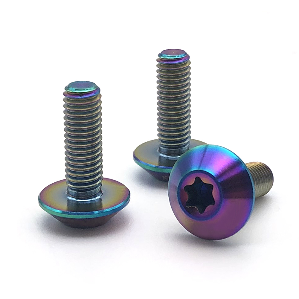 Wholesale CNC Anodized bicycle bolt Screw Colorful Button Head GR2 GR5 Torx Titanium Screws 3