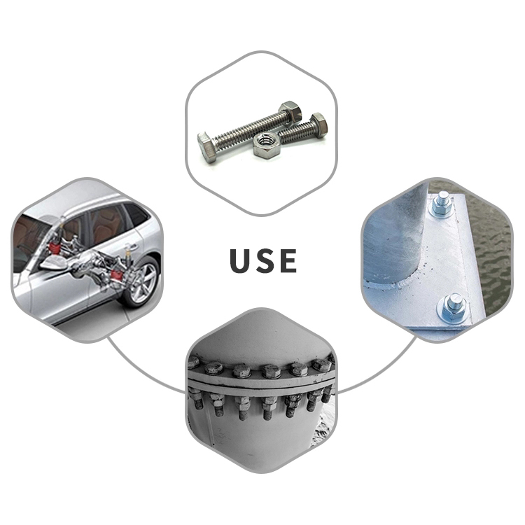 Customized High Tensile full threaded hex bolt with nuts stainless steel hex bolts 7