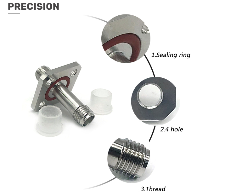 Chuanghe - Factory direct Female Straight Four Hole Flange Mount rf Adaptor Connector Auto cnc part 8