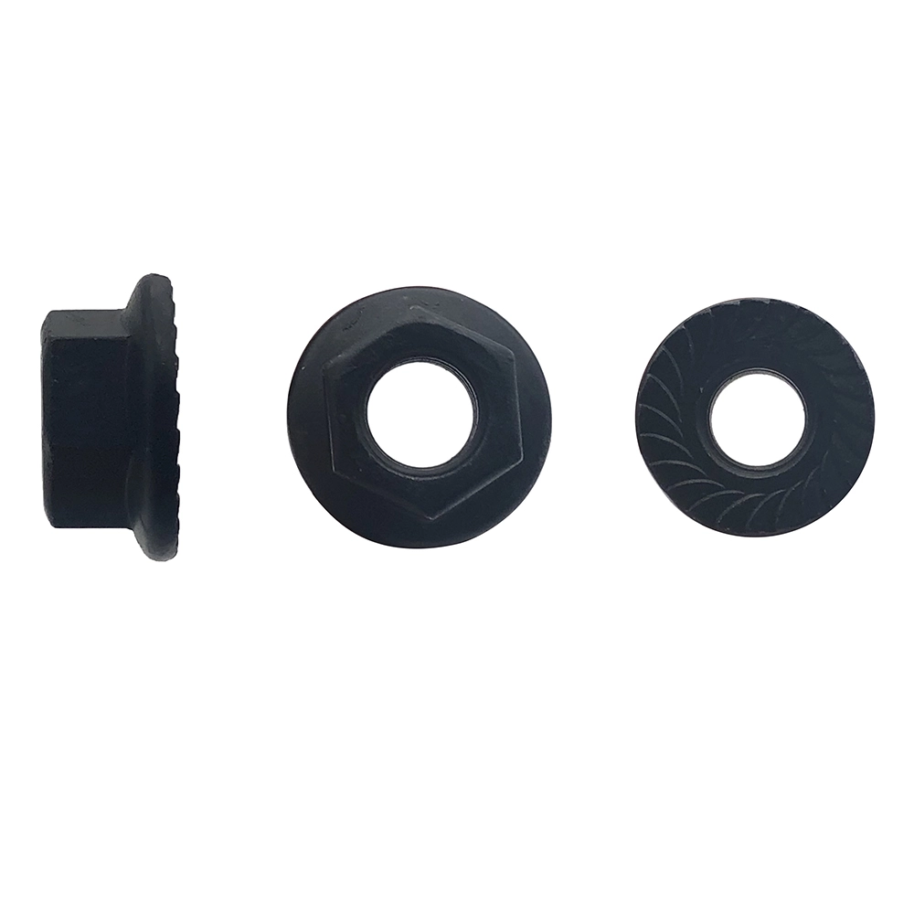 Chuanghe - cnc turning metal flange nuts DIN6923 carbon steel Black zinc plated grade 4.8 8.8 serrated hex flange nut flange nut 1