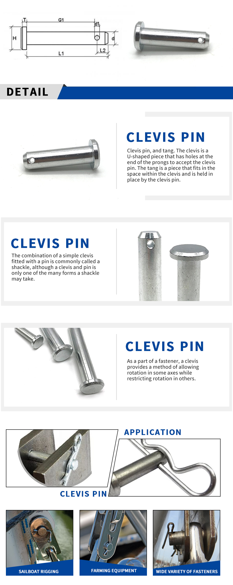 Chuanghe - China wholesale price CNC 6mm 24mm high tensile clevis lock pin hole adjustable with head stainless steel clevis pin lock pin 8