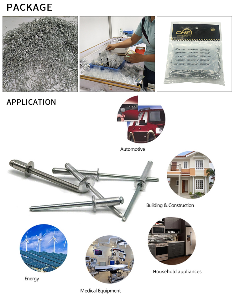 Chuanghe - China factory wholesale stainless steel double countersunk head csk color threaded blind rivet nut unigrip type Pop Blind Rivets blind rivet 9