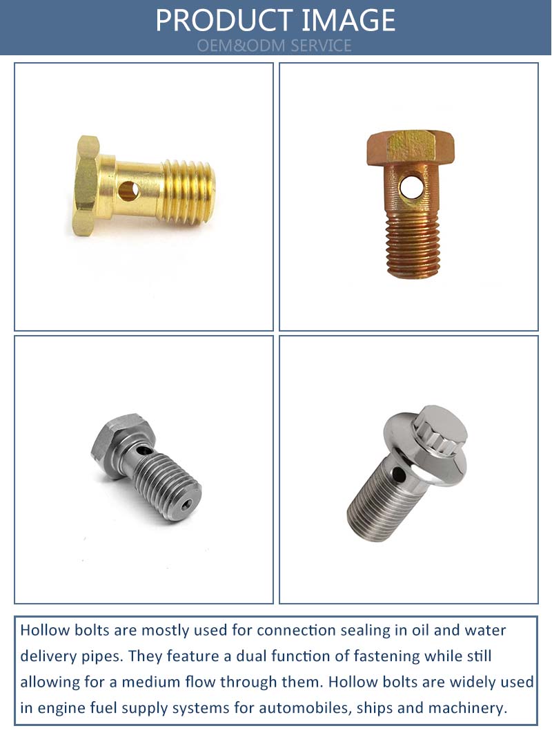 Chuanghe - High strength customized M6 M12 Carbon Steel hex head hollow bolt with wire hole hollow bolt 7