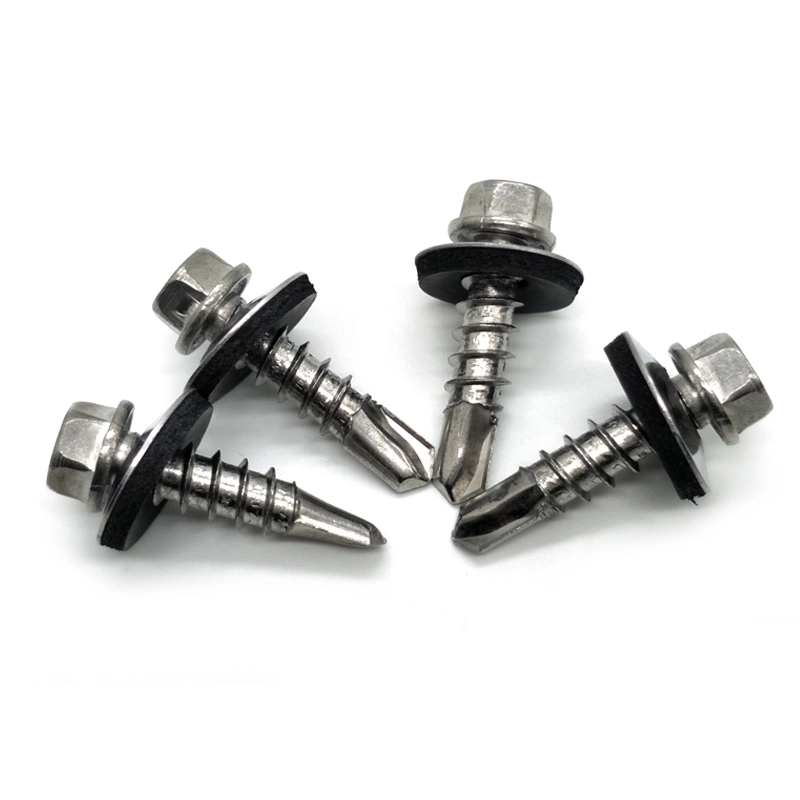 China wholesale galvanised metal hexagon head tek wood stainless steel hex self drilling screw with epdm washers roofing screw 1