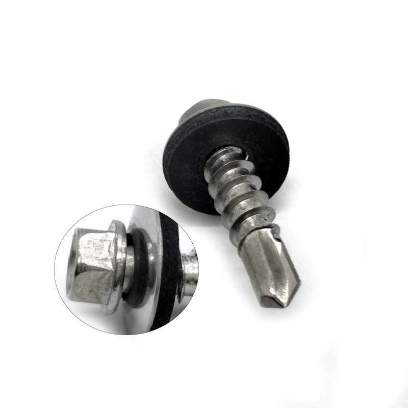 China wholesale galvanised metal hexagon head tek wood stainless steel hex self drilling screw with epdm washers roofing screw 2