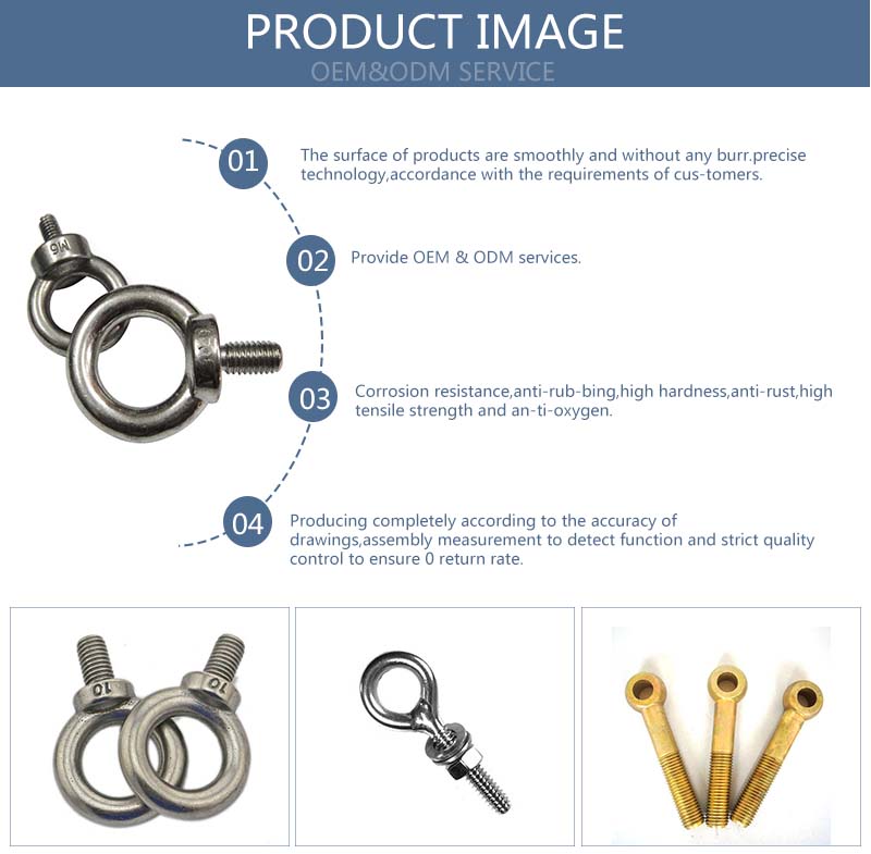 Chuanghe - Stainless steel eye bolt china high precision customized zinc Cotting 6mm eye bolt with m4 butterfly wing nut eye bolts 9