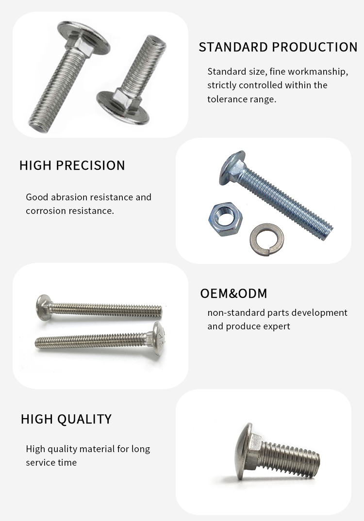 China Factory direct heavy duty flat head gold 10" 1/2 m5 m6 m9 plow long square neck bolt brass carriage bolt and nut m3 m4