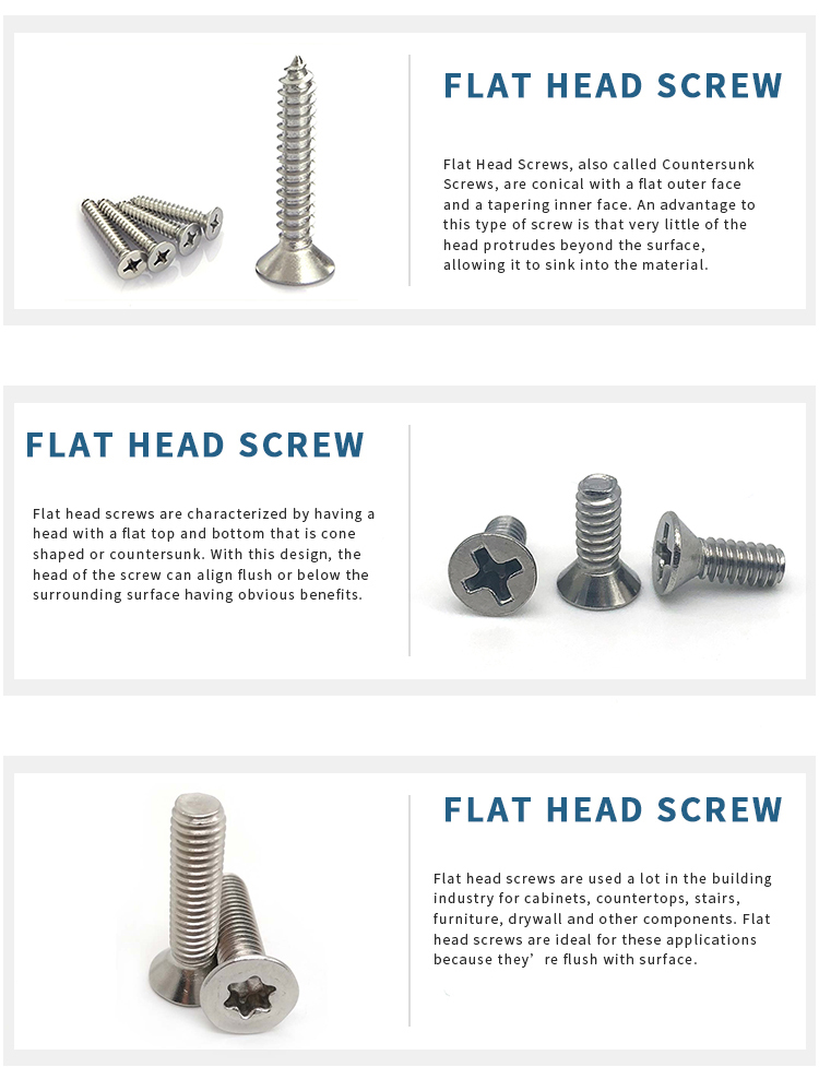 Chuanghe - m7 countersunk head screw Stainless Steel/steel Din965 Flat Head Cross Recessed Bolts Countersunk Head Phillips Machine Screw Flat Head screw 11