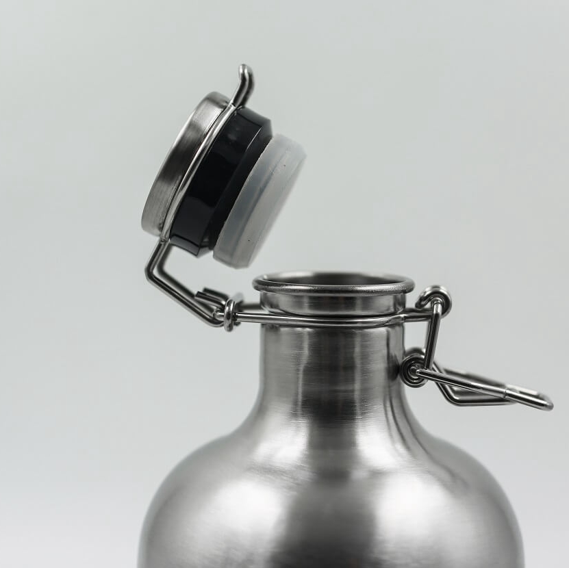 Gourde à bière en acier inoxydable alimentaire AISI 304 avec couvercle basculant, 1 L, 1,5 L et 2 L 2