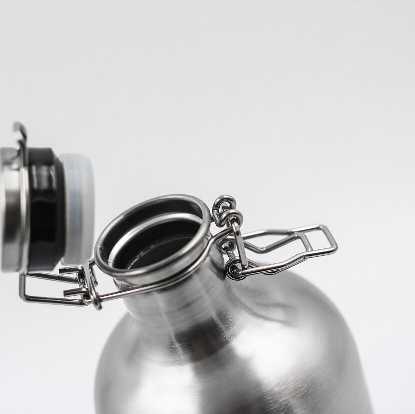 Gourde à bière en acier inoxydable alimentaire AISI 304 avec couvercle basculant, 1 L, 1,5 L et 2 L 3