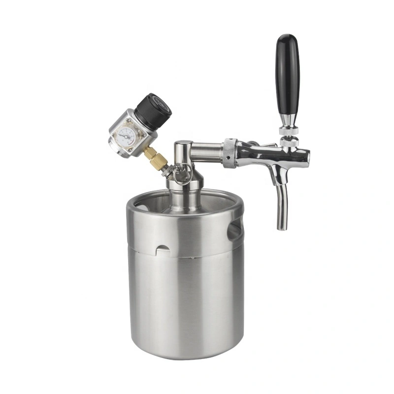 fût de bière miniature en acier inoxydable de 3,6 l, 4 l ou 128 oz, robinet à CO2 1