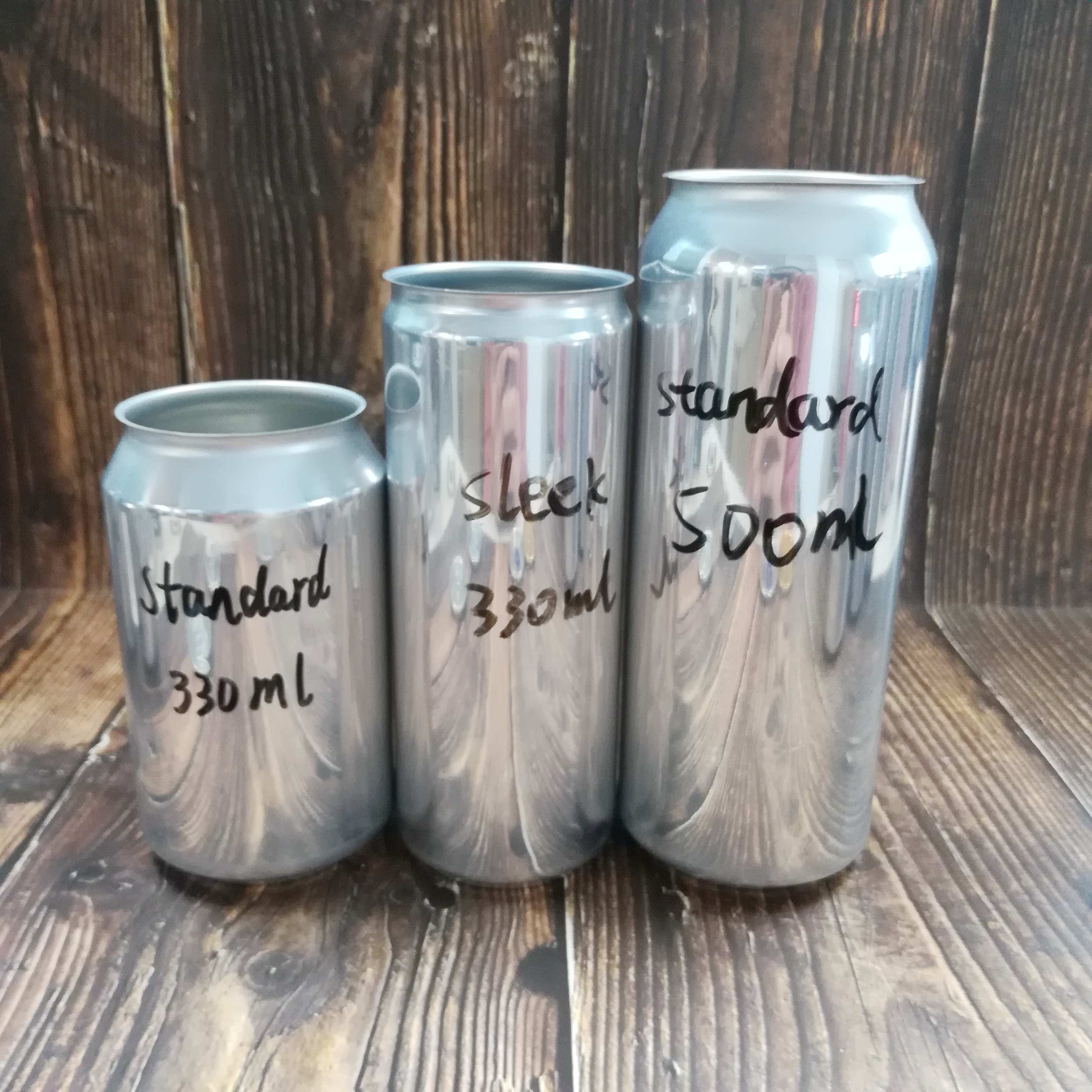 Latas de aluminio vacías, sin impresión, aptas para uso alimentario, de 330 ml, 330 ml y 500 ml, para cervecerías artesanales. 1